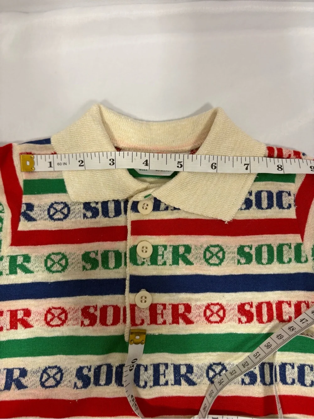Vintage 1980’s 12 Months Health-Tex Collard Long Sleeve Soccer Shirt